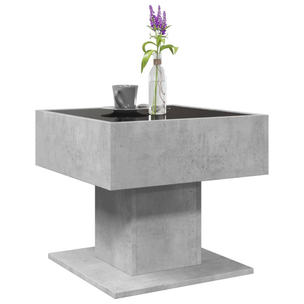 Mesa de centro y LED madera ingeniería gris hormigón 50x50x45cm M 5