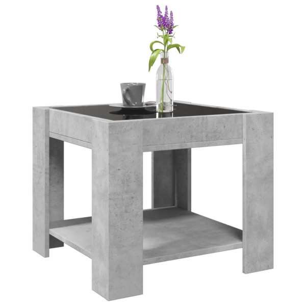 Mesa de centro y LED madera ingeniería gris hormigón 53x53x45cm M 5