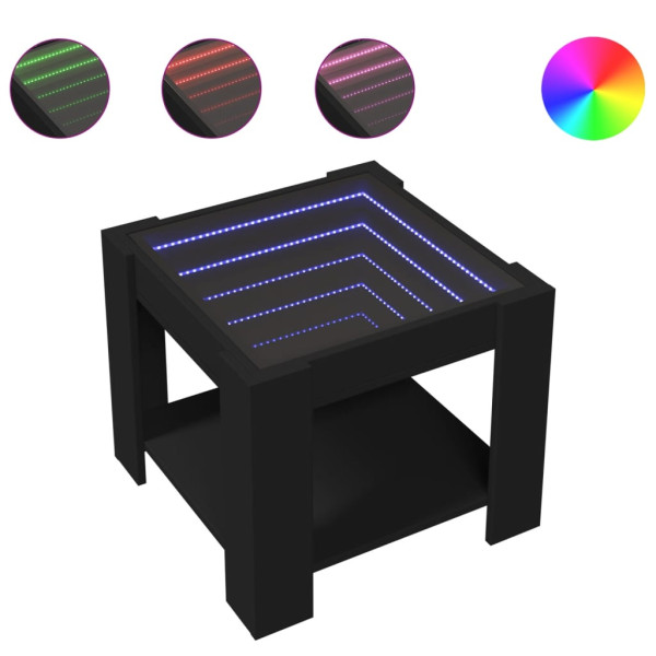 Mesa de centro c/ LEDs 53x53x45 cm derivados de madeira preto M 2