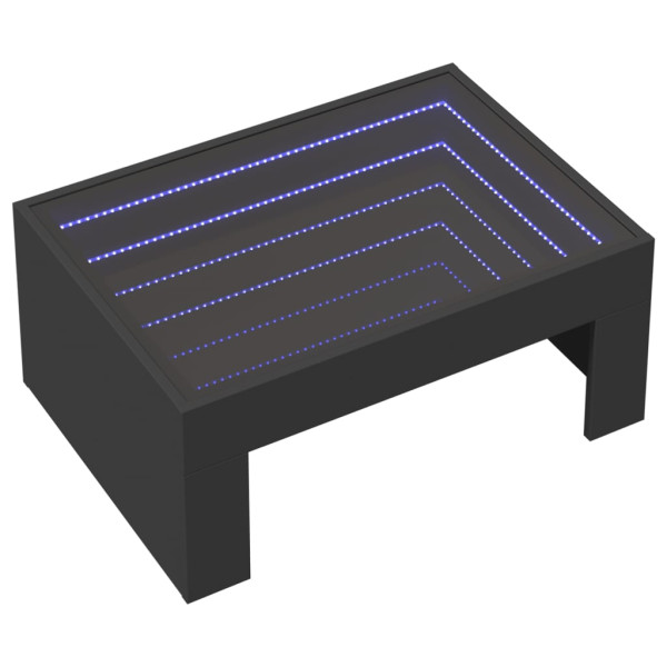 Mesa de centro con Infinity LED negro 70x50x30 cm M 3