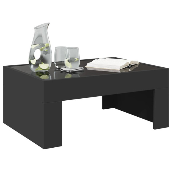 Mesa de centro con Infinity LED negro 70x50x30 cm M 5