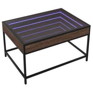 Mesa de centro luzes LED Infinity 70x50x41 cm carvalho castanho H