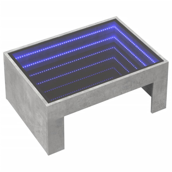 Mesa de centro luzes LED Infinity 70x50x30 cm cinzento cimento M 3