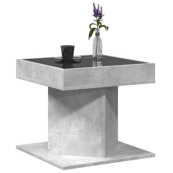 Mesa de centro y LED madera ingeniería gris hormigón 50x50x45cm M 5