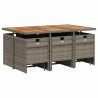 Set de comedor de jardín 11 pzas y cojines ratán sintético gris 3