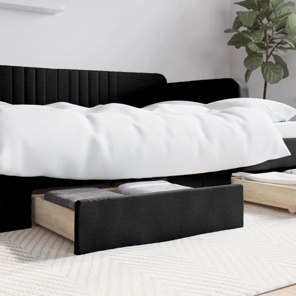 Cajones de cama 2 uds madera ingeniería y cuero sintético negro D