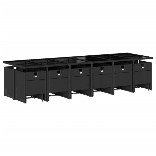 Set de muebles jardín 17 pzas con cojines ratán sintético negro M 3