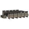 Set comedor de jardín con cojines 15 pzas ratán sintético gris 1