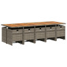 Set comedor de jardín con cojines 15 pzas ratán sintético gris 3