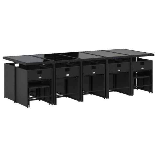 15 pcs conjunto de jantar p/jardim com almofadões vime PE preto M 3