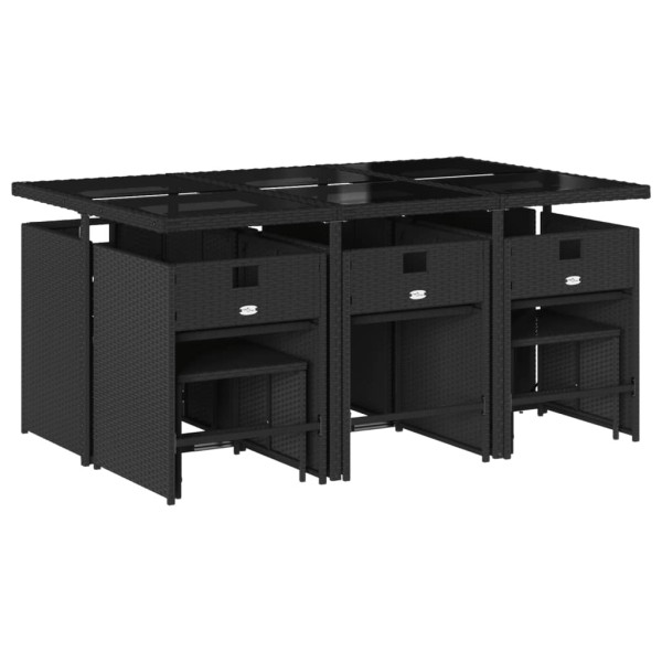 Set de comedor jardín 11 pzas con cojines ratán sintético negro M 3