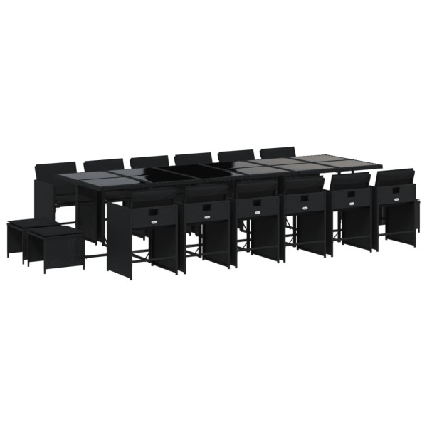 Set de muebles jardín 17 pzas con cojines ratán sintético negro M 2