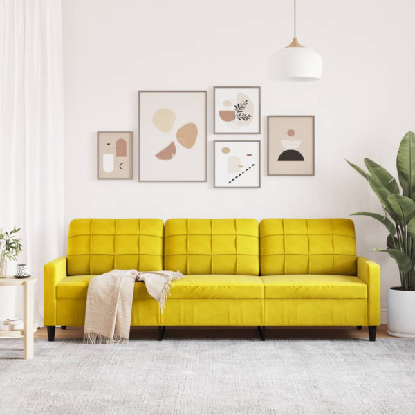 Sofá de 3 lugares 210 cm veludo amarelo M 3