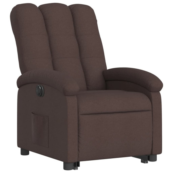 Sillón eléctrico reclinable elevable de tela marrón oscuro M 3