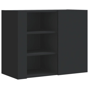 Armario de pared madera de ingeniería negro 75x35x60 cm H
