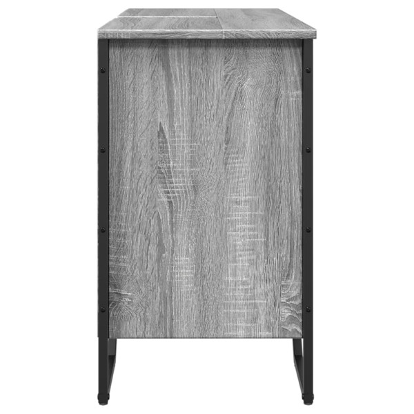 Armario lavabo baño madera ingeniería gris Sonoma 91x35x60 cm M 5