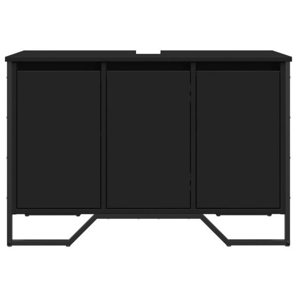 Armario de lavabo de baño madera ingeniería negro 91x35x60 cm M 4
