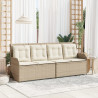 Sillón reclinable de jardín con cojines ratán sintético beige 3