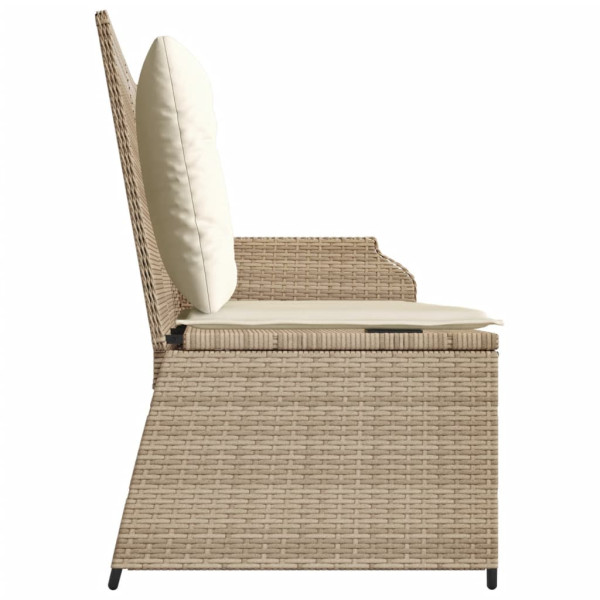 Sillón reclinable de jardín con cojines ratán sintético beige M 5