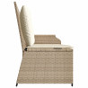 Sillón reclinable de jardín con cojines ratán sintético beige 5