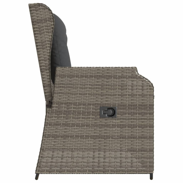 Sillón reclinable de jardín con cojines ratán sintético gris M 5
