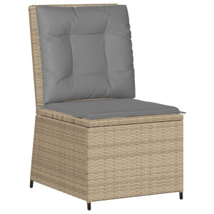 Reclining cadeira jardim com bege almofadas sintéticos rattan H