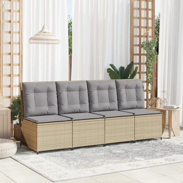 Reclining cadeira jardim com bege almofadas sintéticos rattan M 3