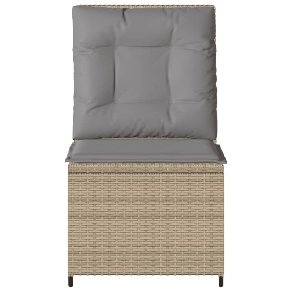 Sillón reclinable de jardín con cojines ratán sintético beige M 4