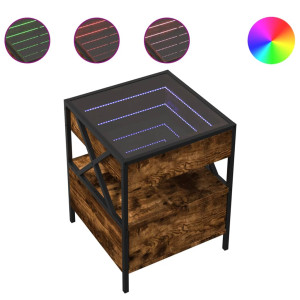 Mesa de centro luzes LED Infinity 40x40x51 cm carvalho fumado H