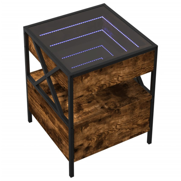 Mesa de centro luzes LED Infinity 40x40x51 cm carvalho fumado M 3