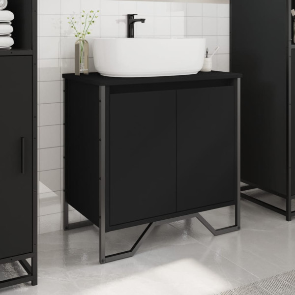 Armario para lavabo de baño madera ingeniería negro 60x35x60 cm M 3