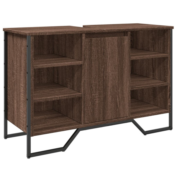 Armario lavabo baño madera ingeniería marrón roble 91x35x60 cm M 2