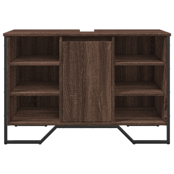 Armario lavabo baño madera ingeniería marrón roble 91x35x60 cm M 4