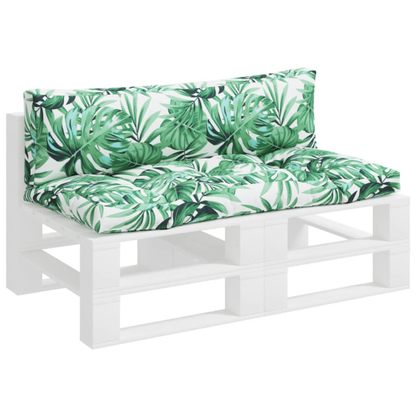 Almofadões para sofás de paletes 2 pcs tecido padrão de folhas M 3