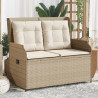 Reclining cadeira jardim com bege almofadas sintéticos rattan 1
