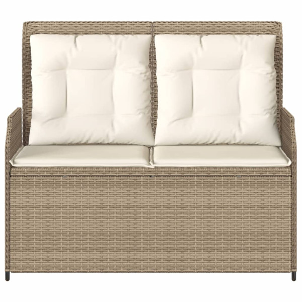 Sillón reclinable de jardín con cojines ratán sintético beige M 4