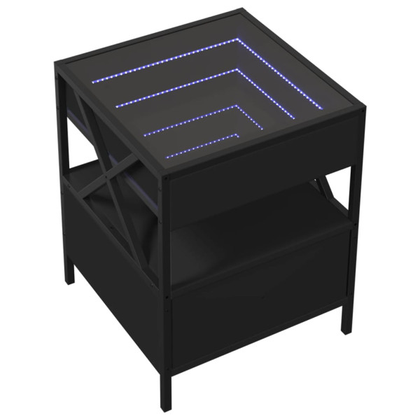 Mesa de centro com luzes LED Infinity 40x40x51 cm preto M 3