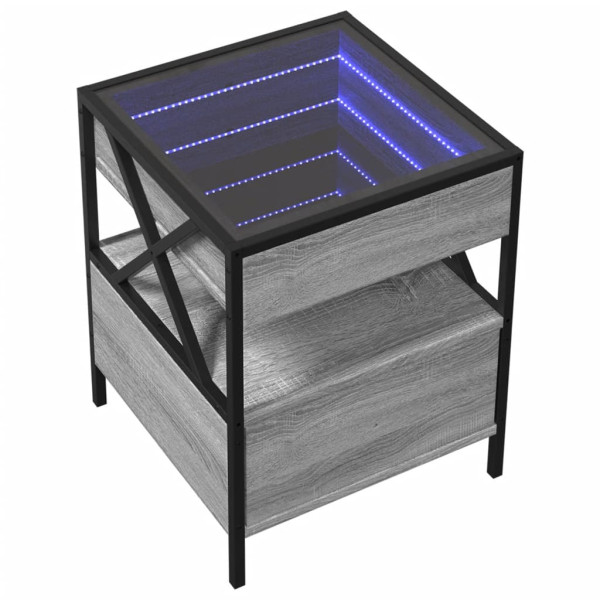 Mesa de centro luzes LED Infinity 40x40x51 cm cinzento sonoma M 3