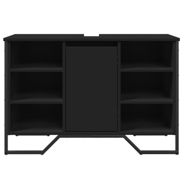 Armario de lavabo de baño madera ingeniería negro 91x35x60 cm M 4