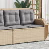 Sillón reclinable de jardín con cojines ratán sintético beige 1