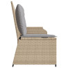 Sillón reclinable de jardín con cojines ratán sintético beige 5
