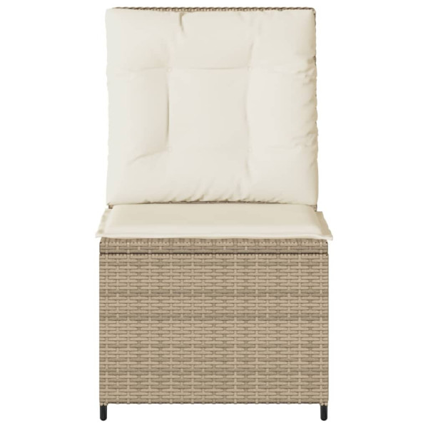 Sillón reclinable de jardín con cojines ratán sintético beige M 4