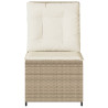 Sillón reclinable de jardín con cojines ratán sintético beige 4
