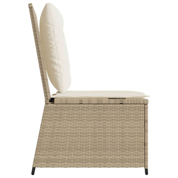 Sillón reclinable de jardín con cojines ratán sintético beige M 5