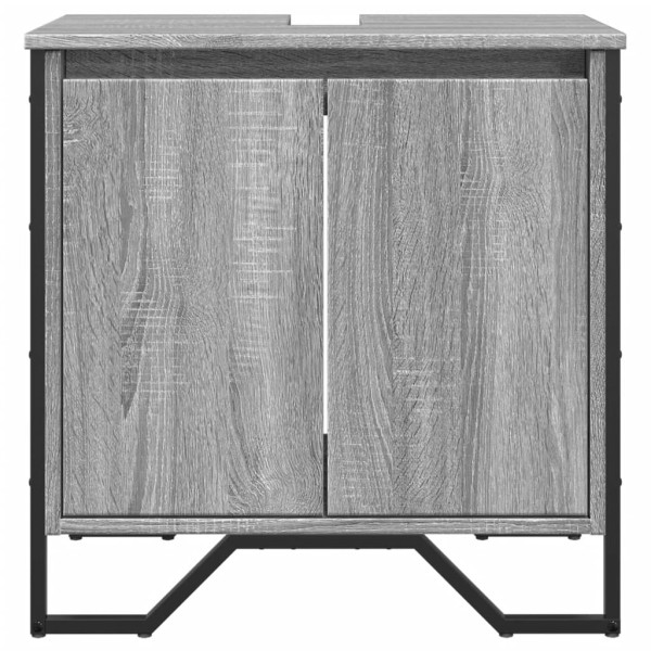 Armario lavabo baño madera ingeniería gris Sonoma 60x35x60 cm M 4