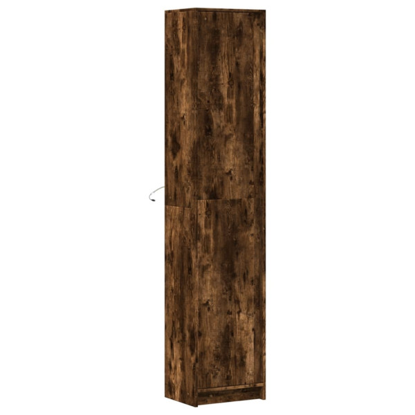 Aparador LED madera ingeniería roble ahumado 41.5x32.5x200 cm M 4