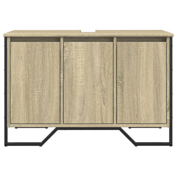 Armario lavabo baño madera ingeniería roble Sonoma 91x35x60 cm M 4