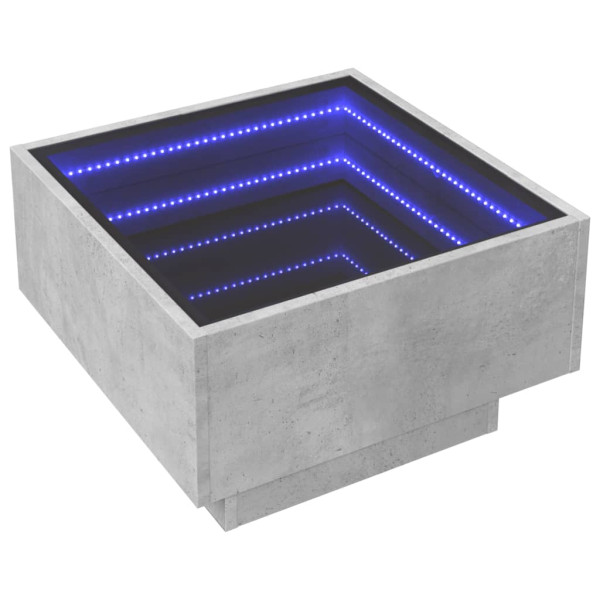 Mesa de centro y LED madera ingeniería gris hormigón 50x50x30cm M 3