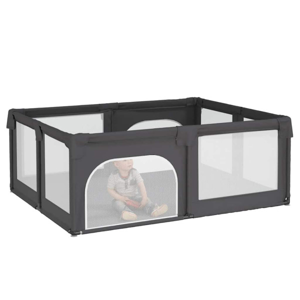 Parque para bebés com 2 portas tecido Oxford cinzento-escuro M 3