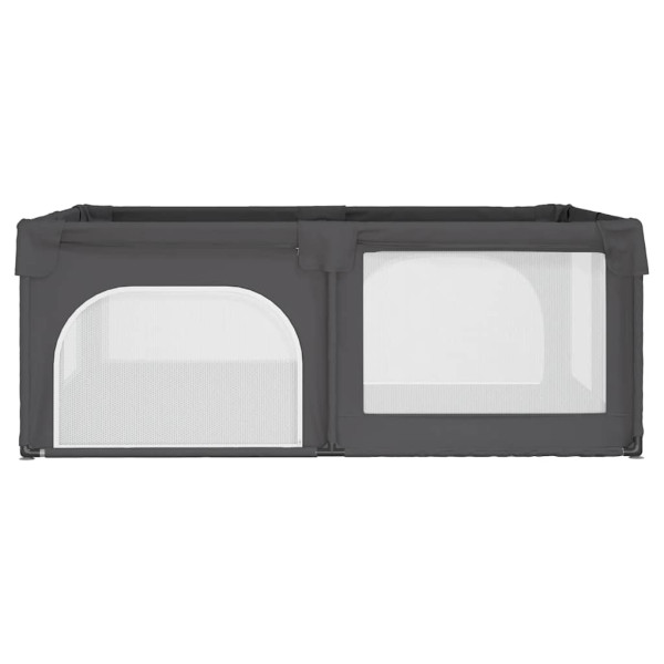 Parque para bebés con 2 puertas tela Oxford gris oscuro M 4